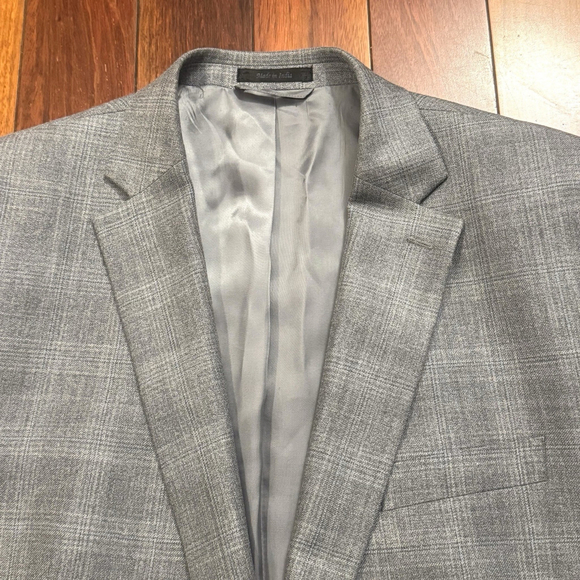 Lauren Ralph Lauren Blazer Men Size:46L Gray Plaid Silk Wool Blend 2 Vents - Picture 6 of 14